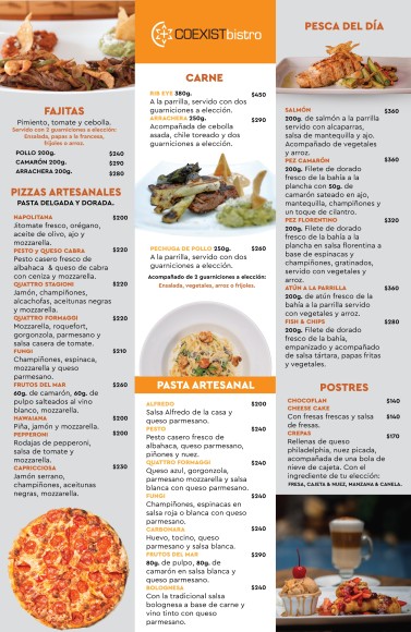 Menu Para Cena en Vallarta Hotel Rio Malecon Vallarta